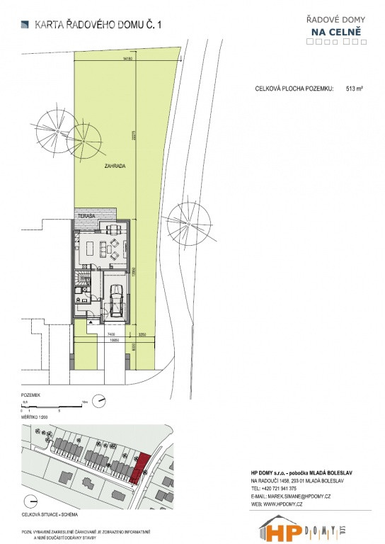 Projekt 14-ti řadových domů Na Celně – Mladá Boleslav - plán.